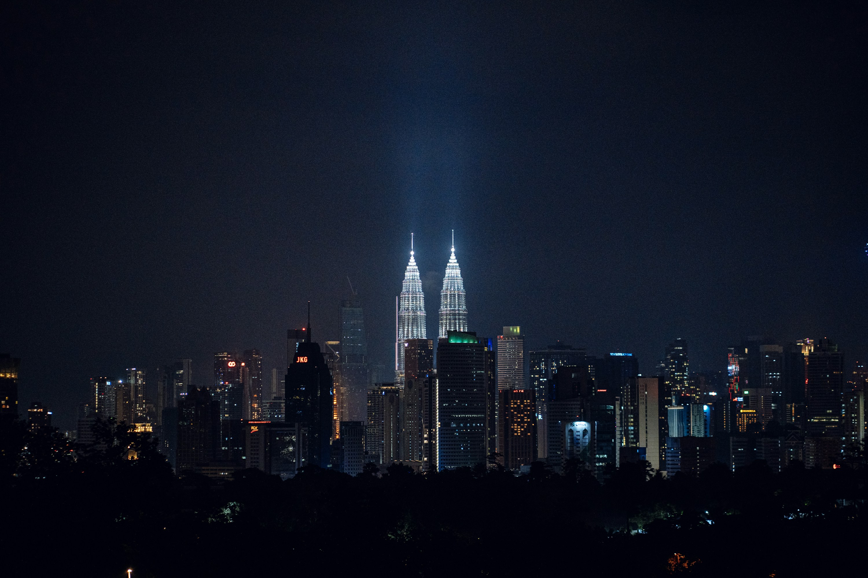 Petronas Twin Towers at night in Kuala Lumpur, Malaysia